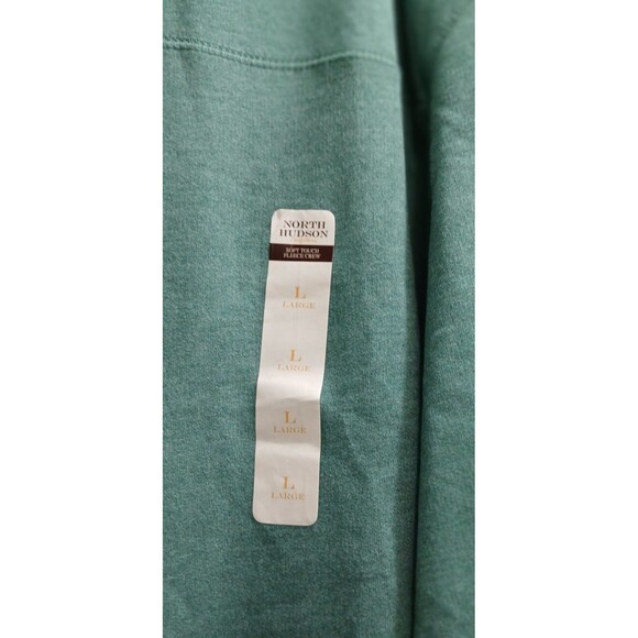 North Hudson Mens L Green Tech Fleece Crewneck Sweatshirt Long Sleeve Soft NWOT - Picture 4 of 7
